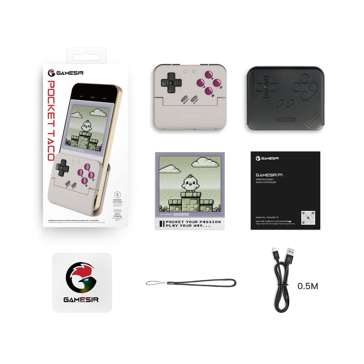 GameSirz Pocket Taco - Bluetooth Mobile Gaming Controller, Perfect for Retro Scene - GameSirz
